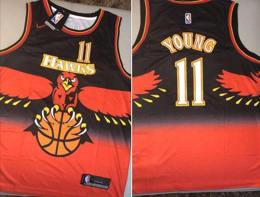 Men's Atlanta Hawks #11 Trae Young Red Throwback Stitched Jersey