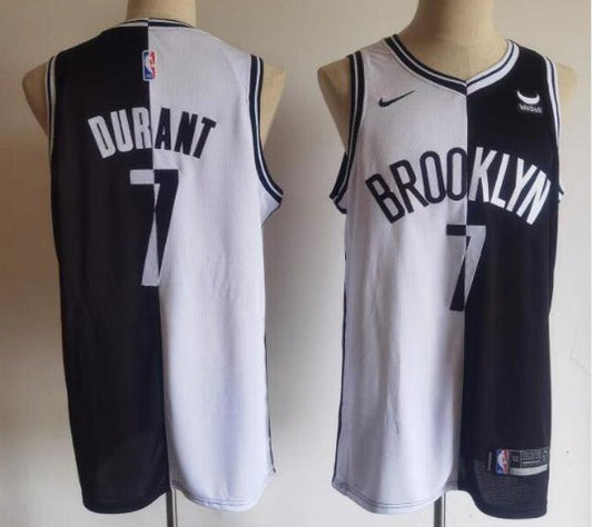 Brooklyn Nets #7 Kevin Durant Split Jeresey Blue White