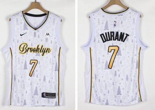 Brooklyn Nets #7 Kevin Durant Christmas Jersey White