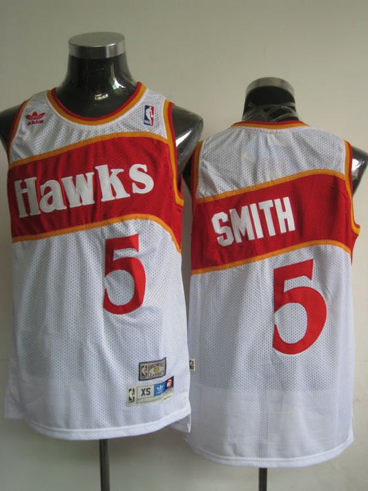 Men's Atlanta Hawks #5 Josh Smith White Stitched Throwback Jersey